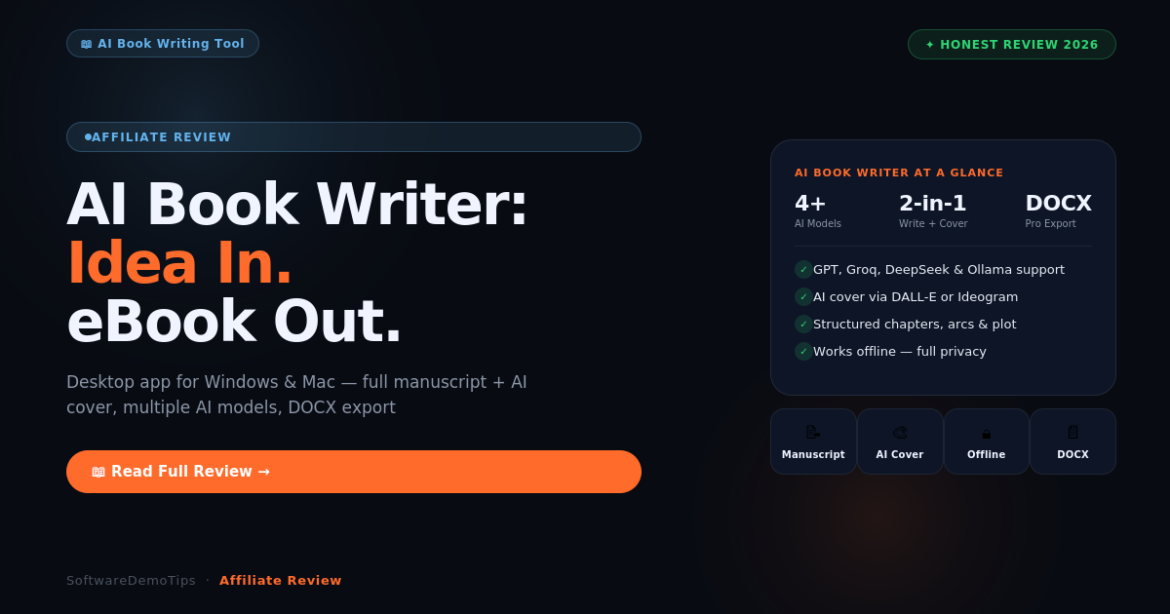 AI Book Writer review 2026 – desktop app to create ebooks with GPT DeepSeek and Ollama